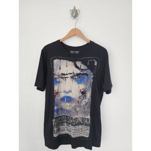 2nd Sunday black mixed media woman graphic short sleeve T-shirt L